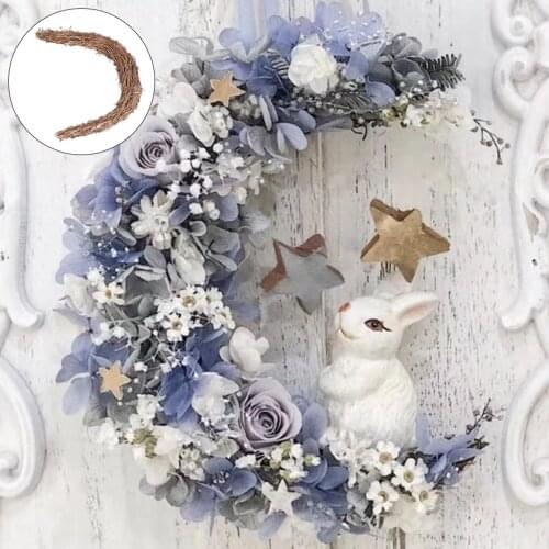 25x30cm Natural Wreaths Vine Branch, Moon Wreath Christmas Rattan Wreath for DIY Craft Front Door Wall Hanging Wedding Decors