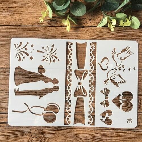 26cm Couple Love Wedding DIY Craft Layering Stencils Painting Scrapbooking Stamping Embossing Album Paper Card Template