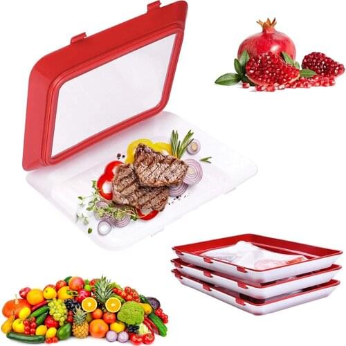 4Pcs/set Food Storage Preservation Tray Conservation Des Aliments Food Saver Couverture stockage Container Set