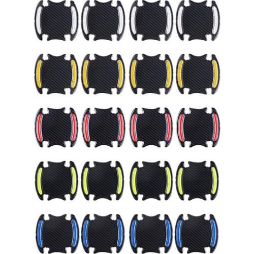 4pcs Car Exterior Door Handle Bowl Sticker Reflective Warning Strip Tape Reflective Sticker Car Rearview Decorative Strip