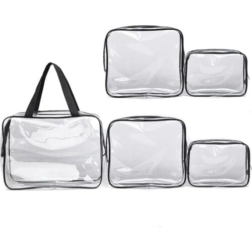 5Pcs/6Pcs Fashion Simple Toiletry Bag Transparent Portable Waterproof Cosmetic Bag Toiletry Orgenizer For Outdoor Travel