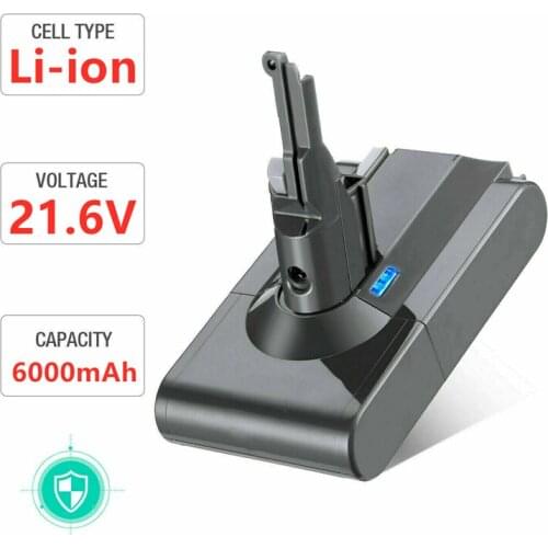 Aleaivy 6000mAh 21.6V Battery For Dyson V8 Battery V8 series ,V8 Absolute Li-ion SV10 Vacuum Cleaner Rechargeable BATTERY L70
