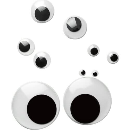 Free Shipping 100pcs/lot Mixed Size 6mm/7mm/8mm/10mm/12mm/15mm Round Moving Eyes Plastic Eyes For Doll Toy Accessories