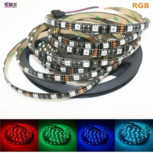 Free shipping 5m/roll 300LED 5050 Black PCB Waterproof IP65 LED strip DC12V 60leds/m Warm white/White/RGB led strip light