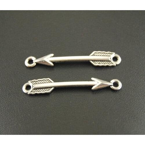 15pcs Silver Color Feather Arrow Charm Bracelet Necklace Jewelry Making Handmade DIY Connector 38x6mm A410
