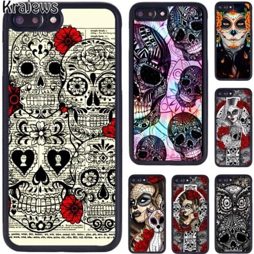 Krajews Candy Skull Sugar Day Of The Dead phone Case For iPhone 5 6S 7 8 Plus 11 12 Pro X XR XS Max Samsung Galaxy S7 S8 S9 S10