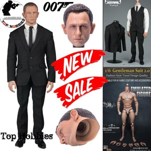 1/6 Scale James Bond 007 Agent Head Sculpt/VORTOYS Clothes Suit/Strong Muscle Muscular Body For 12" Action Figure Hot Toys Body