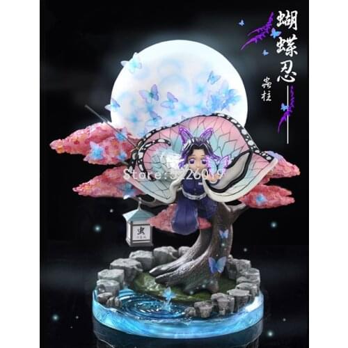 31cm Devils Blade Anime Figure Demon Slayer Kochou Shinobu GK Flying Posture Statue Anime Kimetsu No Yaiba Action Figure Toys