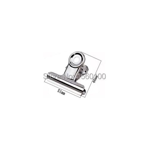 Hot sale 6pcs/lot 51mm round top Grip Clips Bulldog clip stainless steel paper clip Office supply metal bill clip