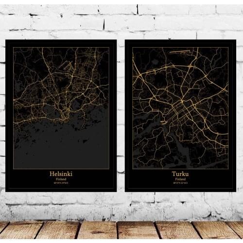 Helsinki Turku Finland Map Poster