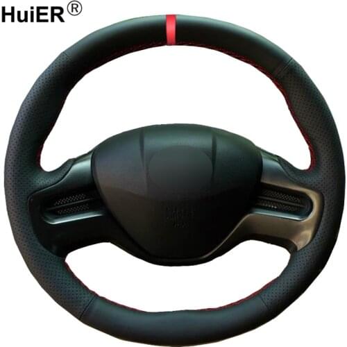 HuiER Hand Sewing Car Steering Wheel Cover For Honda Civic Civic 8 2006 2007 2008 2009 2010 2011 (2-Spoke) Braid Car Accessories
