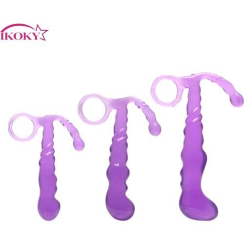 IKOKY Colorful Crystal Jewelry Anal Plug Prostate Massager S/M/L Sex Toys for Men Women Butt Plug for Beginner With Pull Ring