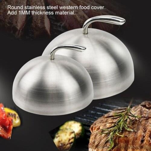 20/24/26/28cm Stainless Steel Steak Cover Teppanyaki Dome Dish Lid Home Round Oil Proof Meal Food Cover Kitchen Tool Jy20 21