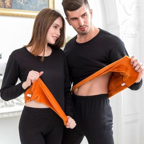 Winter Thermal Underwear Suit Men Women Fleece Oversized Thicken Warm Lovers Underwear Set Elastic Long Johns 4XL KA818
