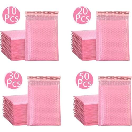 18*23CM 10/100pcs Mailer Poly Bubble Padded Mailing Envelopes for Mailer Gift Packaging Self Seal Bag Bubble Padding Pink