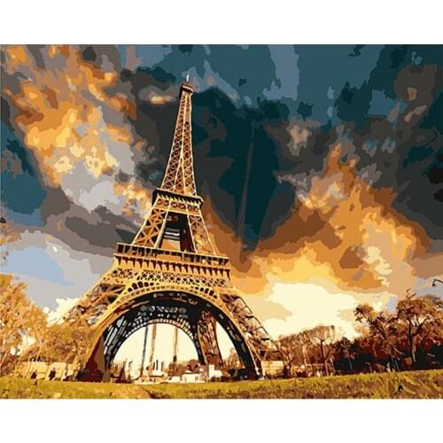 40x50 Eiffel Tower Paris home decor wall Oil Painting Coloring By Numbers on Canvas art picture Modular poster pictures DY595