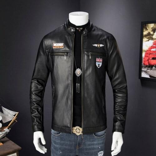 Men Leather Suede Jacket Fashion Autumn Motorcycle Vintage PU Leather Male Winter Bomber Jackets Outerwear Zip Faux Leather Coat
