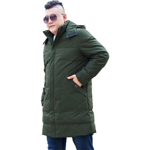 Coat For Men Winter Large Size Mens long Hooded Warm Coat Mens Long Over the Knees Oversized XL-12XL 13XL Black Jacket