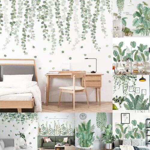 LuanQI Plants Wall Stickers Green Leaves Fujiman Wall Decals Wall Paper DIY Vinyl Murals for Kids Bedroom Living room Decoration
