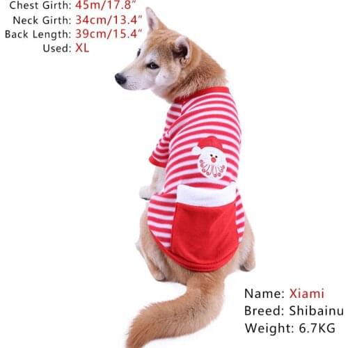 Pet Clothes Christmas Soft Warm Winter Santa Claus Party Dog Apparel Fashion Striped Velvet Vest Pajamas For Cat Pet Product