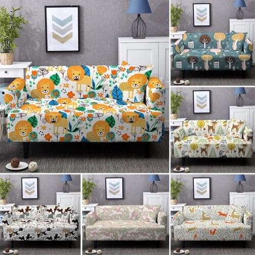 Cartoon Animal Stretch Sofa Cover 1/2/3/4 Seat For Living Room Elastic Cute Slipcover All-Inclusive Couch Covers Drop Shipping