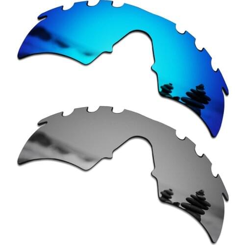 SmartVLT 2 Pieces Polarized Sunglasses Replacement Lenses for Oakley M Frame Hybrid Vented Ice Blue and Silver Titanium