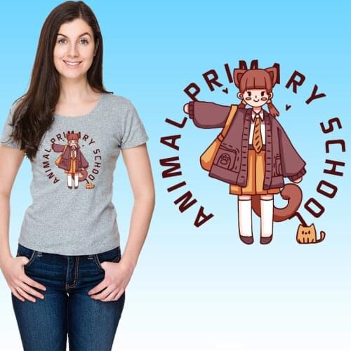 Little girl princess Japan cartoon girl Heat-sensitive patches Heat Transfer PVC Patch Letter Stickers on Clothes