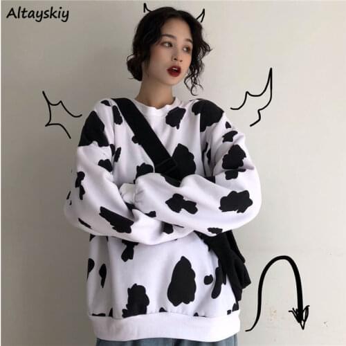 No Hat Hoodies Sweatshirts Women Popular Plus Velvet Female Fashion Casual Comfortable Loose Design All Match Simple Autumn Ins