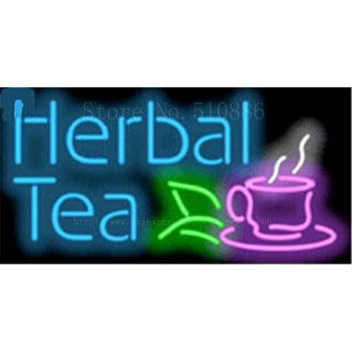 Herbal Tea Neon sign Real Glass Tube Bulbs Light Bar Beer Club Decoration Signboard Espresso Cappuccino drink 17"x14"