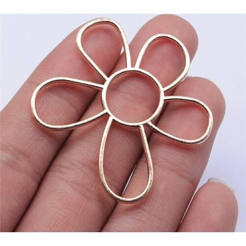 Tristana 8pcs 48x42mm KC Gold Color Hollow Flower Charms Pendant For Jewelry Making Earring Making Accessories