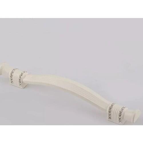 Extended ivory white furniture handle European diamond wardrobe drawer pull handle high grade pastoral style cabinet knob 192mm