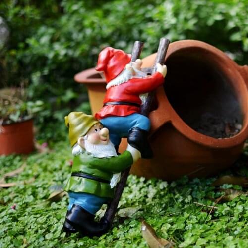 Outdoor Garden Resin Figurines Decor Climbing Ladder Boy Dwarfs Sculpture Decoration Villa Courtyard Statues Ornaments Crafts