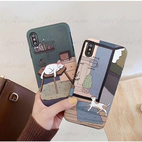 LierreRoom Soft Fully-Covered TPU Material Phone Protective Protection Case For Iphone 11 XR Xs Max Embossed Kitty Iphone 12Pro
