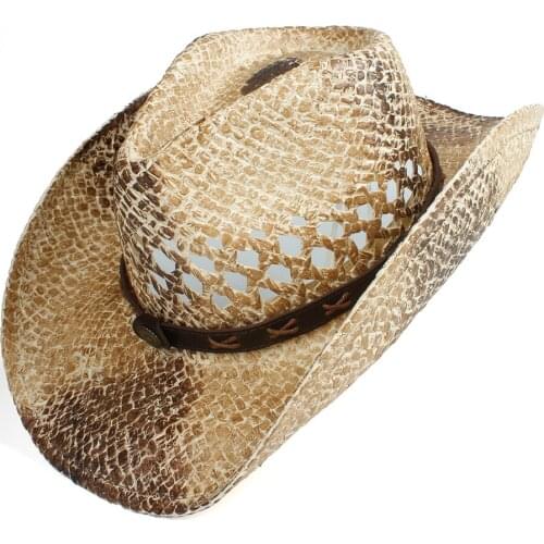 2019 Fashion Women Men Hollow Western Cowboy Hat Lady Dad Handmade Straw Bohemia Sombrero Hombre Straw Cowgirl Jazz Sun Hat