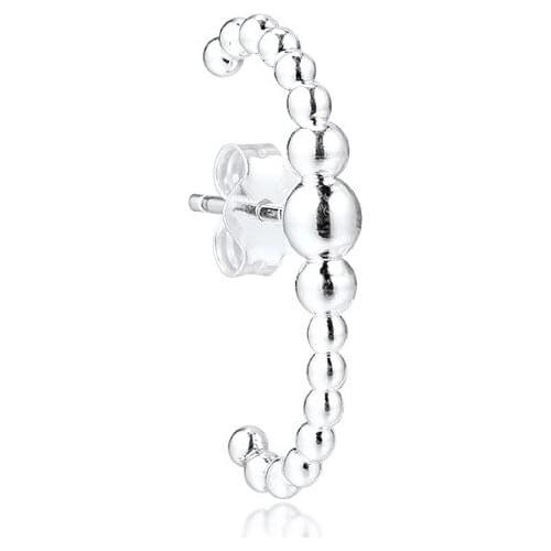 Genuine 925 Sterling Silver Row of Beads Single Stud Cuff Earrings for Women DIY Jewelry Making Fashion Earrings Wholesale