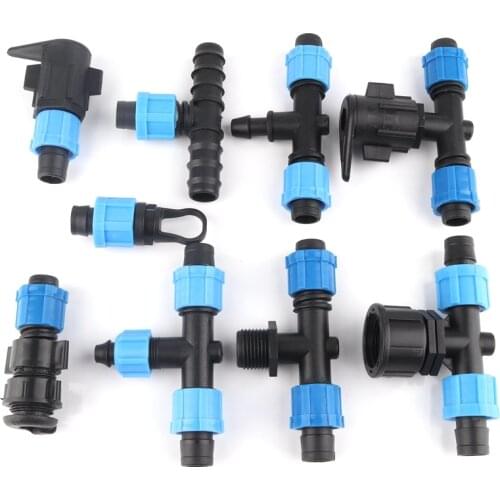2pcs 16mm Drip Tape Connectors Lock Nut PE Pipe Fittings Thread Joints Micro Irrigation Tube Parts Garden Hose Water Connector