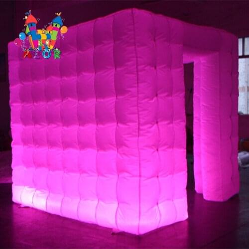 2.4x2.4x2.4M inflatable photo booth portable theme photo booth with Multi-color LED lights for entertainment