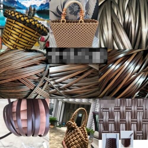 500G 70M Coffee Gradient Handmade Flat Synthetic Rattan Weaving Material Plastic Knit Repair Chair Table PE Rattan Supplies