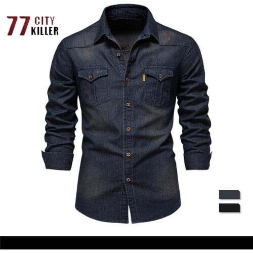 Мужские джинсовые рубашки 77City Killer China At AliExpress