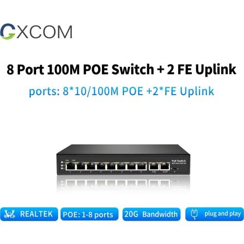 8Port 10M/100M PoE+2 Port UPLINK RJ45 10Port PoE Switch for IP camera