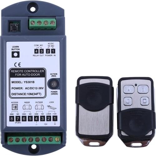 Automatic gate door wireless remote controller (1 receiver+2 transmitters )kit for dorma automatic glass sliding door