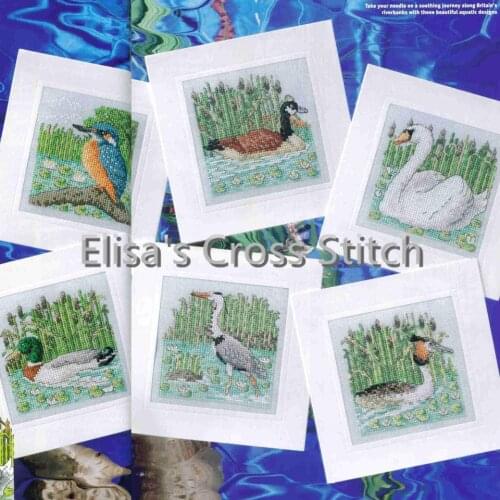 CD77 14ct Homefun Cross Stitch Kit Card Package Greeting Card Needlework Counted Cross-Stitching Kits Christmas Gift RIVER BIRD
