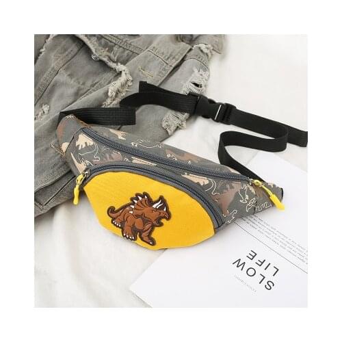 New Children Belt Bag Cute Childlike Funny Cartoon Dinosaur Children Belt Bag Wallet Camouflage Dinosaur Zipper Messenger Bag