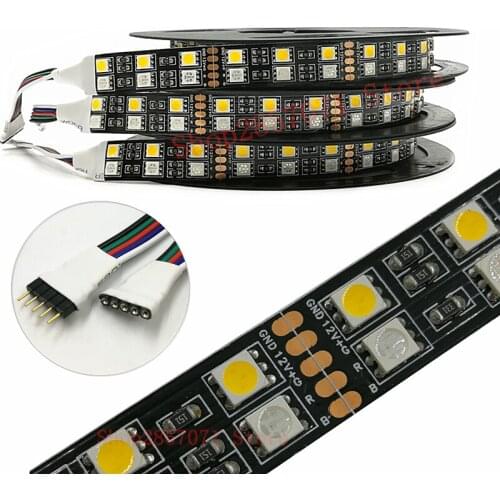 Double Row RGBW led strip Black PCB SMD 5050 120leds/M DC12V RGB+ White / Warm White 5M