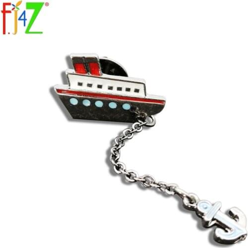 F.J4Z Wholesale Designerd Ovely Cat Fish/ Boat Anchor Charm Costume Brooch Pin Studs Jewelry Accessories For Women Broches