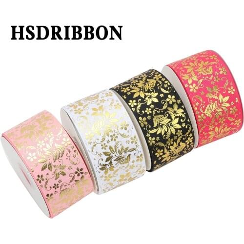 HSDRibbon 75mm 3inch hsd-design custom flower Pattern on Grosgrain Ribbon