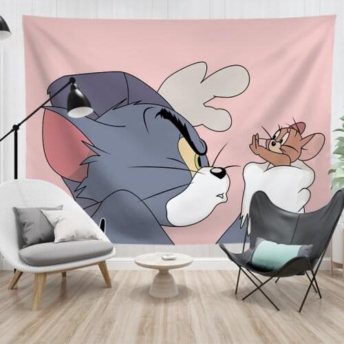Ins Cartoon Tom Jerry Style Wall Tapestry Room Decor Hanging Cloth