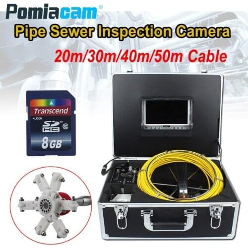 23MM Professional Pipe Sewer Inspection Camera System 7D1 7"TFT Monitor 20/30/40/50m cable Industrial Pipeline Endoscope Camera