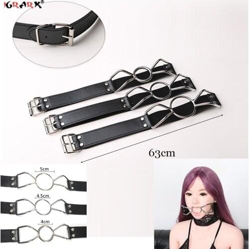 Toys Shop Metal Open Mouth Ring Leather Oral Fixation Flirting Roleplay Play Sexsual Toys BDSM Bondage Strap For Role Play