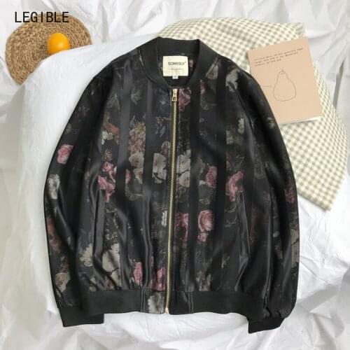Jacket Men Hip Hop Flowered Design Loose Windbreaker Casual Jacket Coat Mens Streetwear